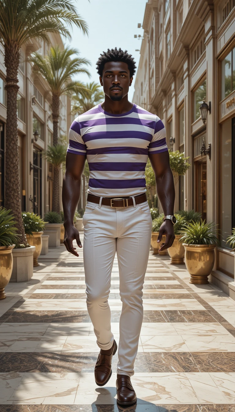 Confident stylish man walking in a luxury shopping plaza
