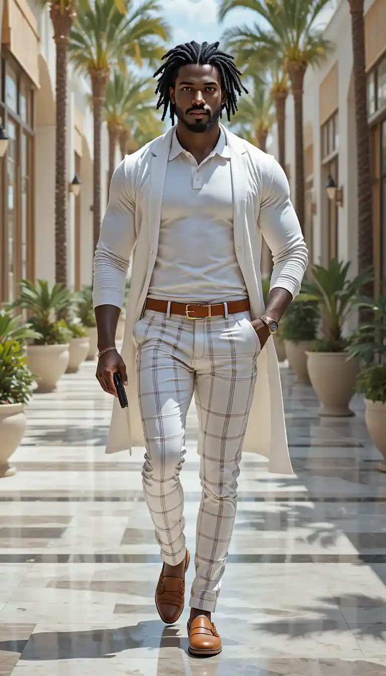 Confident stylish man walking in luxury outdoor mall