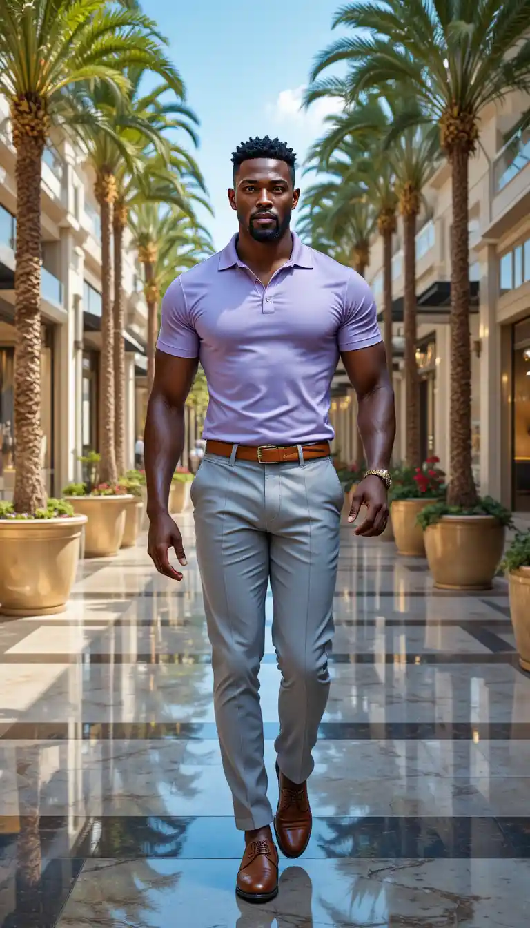 Confident stylish man walking in luxury outdoor plaza