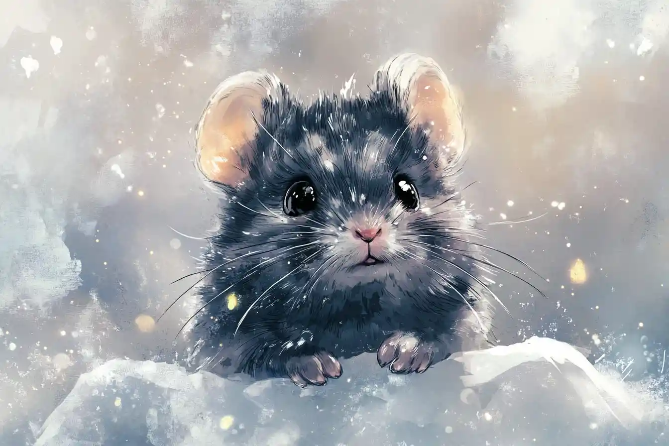 Filhote fofo de chinchila em aquarela em close com olhos brilhantes