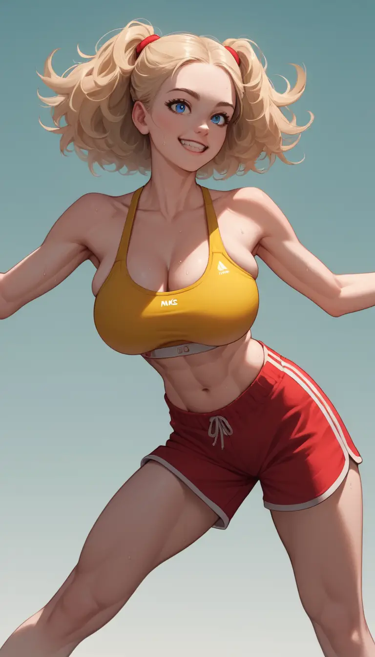 Anime girl dancing confidently in a vibrant club interior