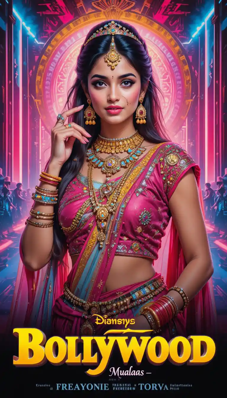 Gewagtes Bollywood-Poster der 1980er mit glamouröser indischer Schauspielerin