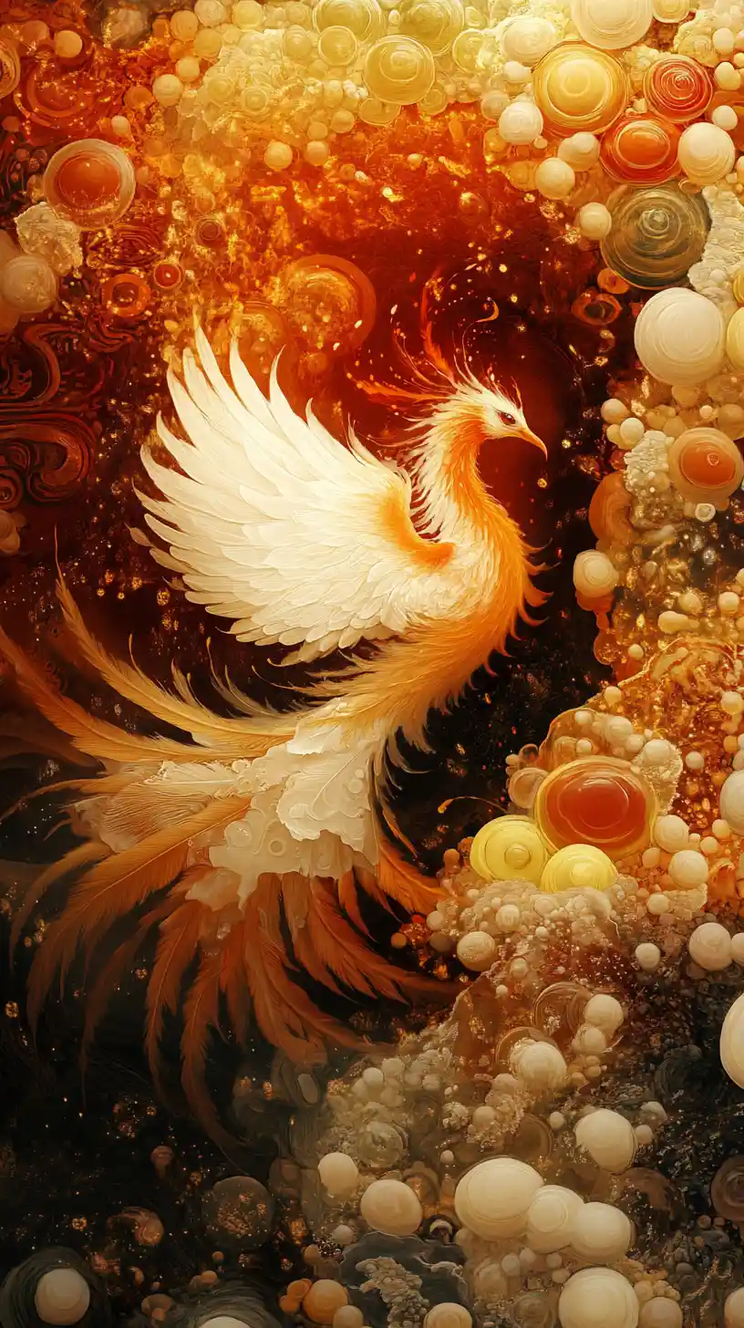 Fenice mistica che risorge dalle infuocate profondità vulcaniche