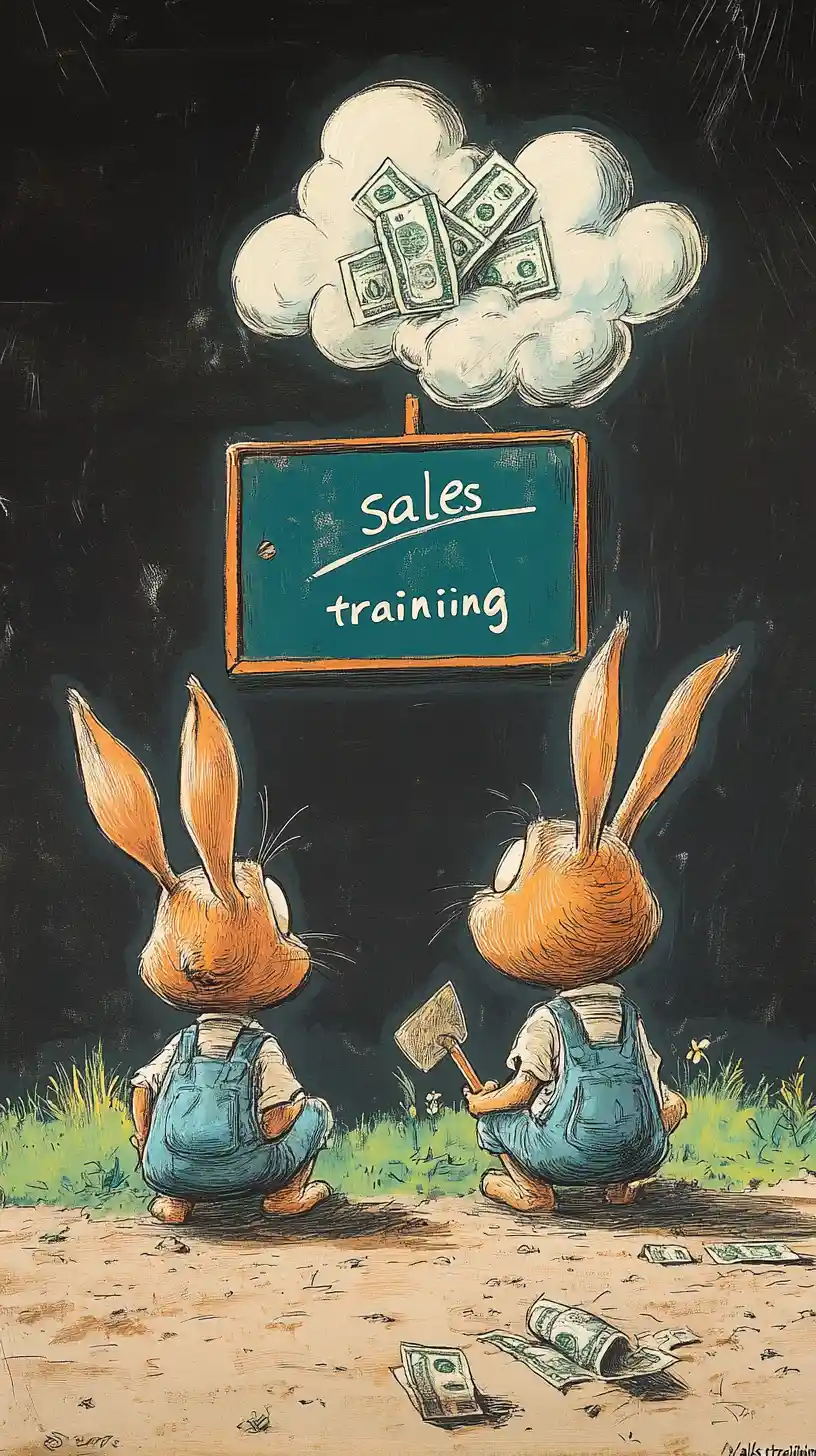 Cartoon Rabbits Learning Sales Skills And Earning Money