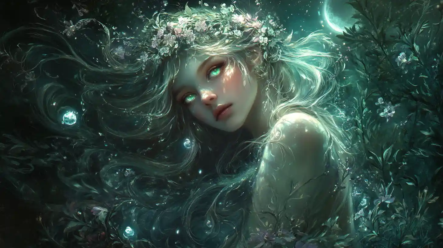 Ethereal Moonlit Goddess In Enchanted Jungle