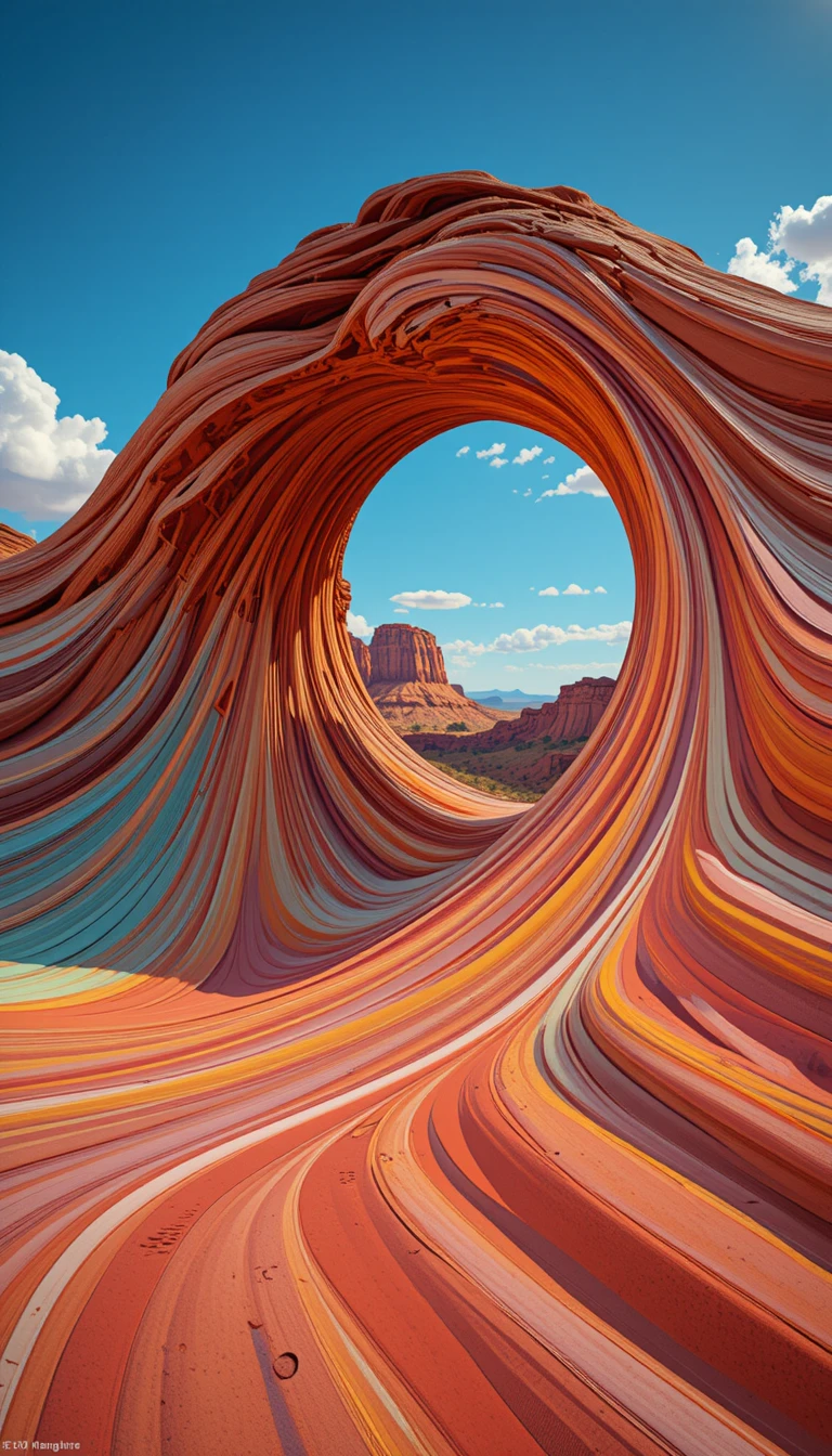 Colorful sandstone waves in the Arizona desert landscape