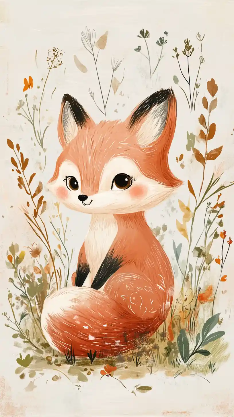 Whimsical animal illustration with elegant botanical accents