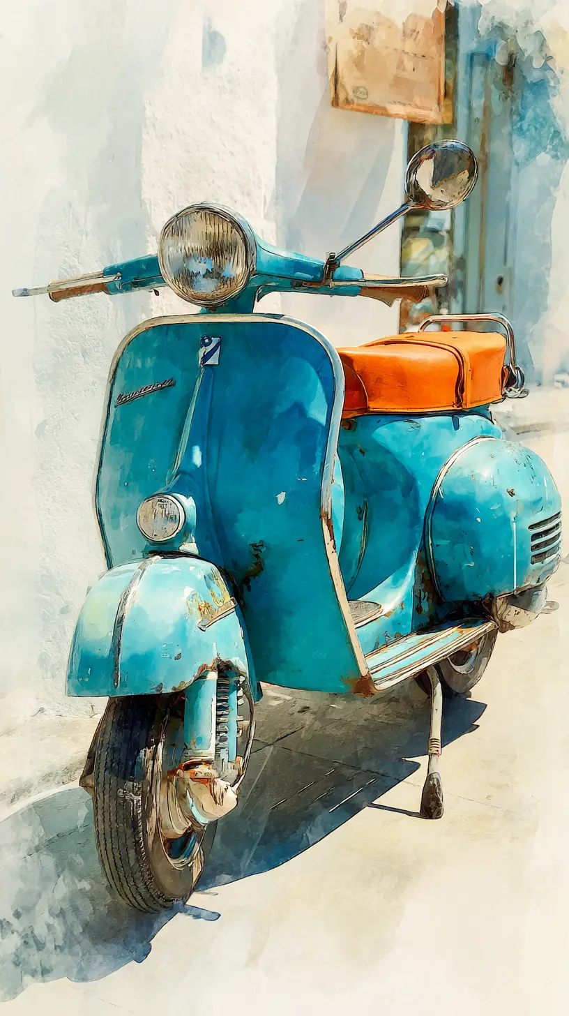 Vintage scooters and mods by the sunny seaside