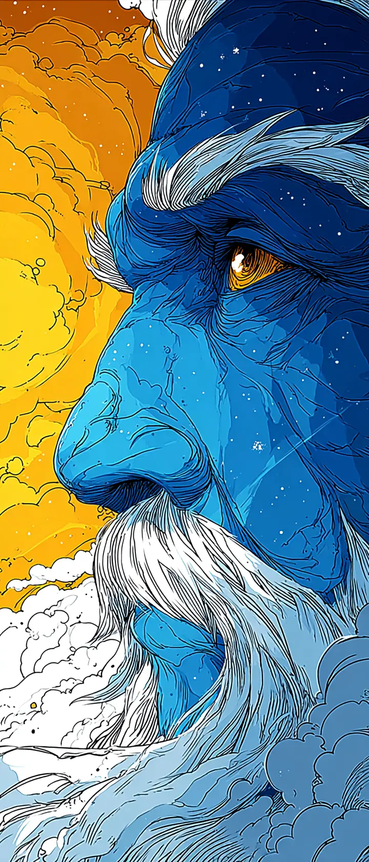 Surreal close up portrait of Zeus in dreamlike style