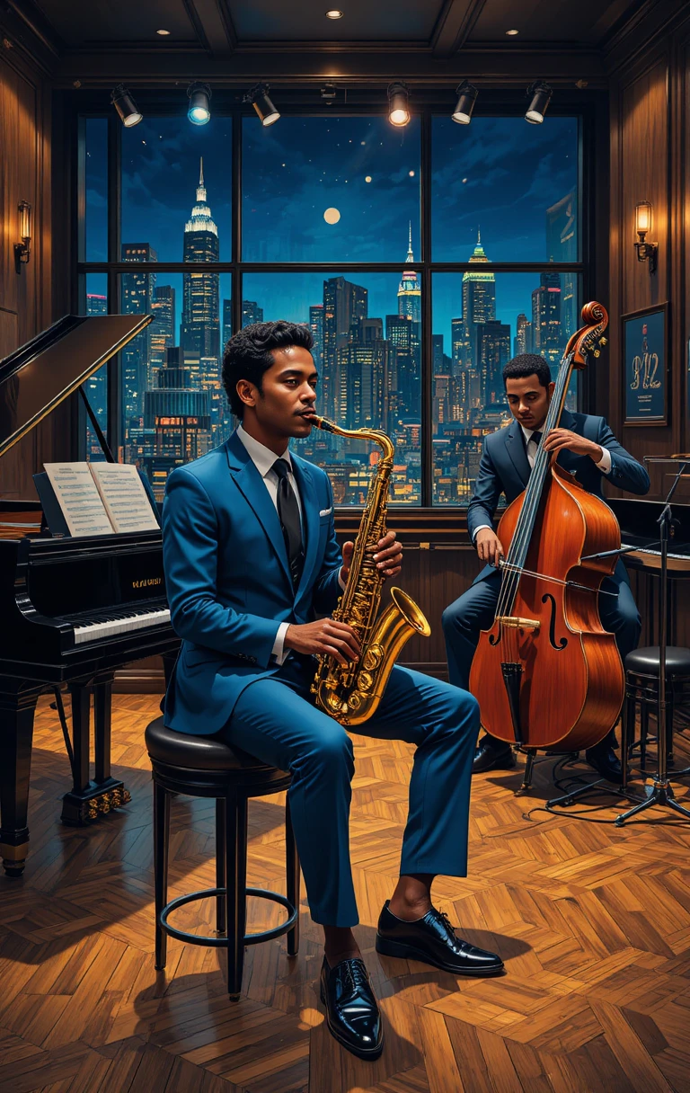 Saxophoniste et bassiste de jazz dans un night-club de luxe