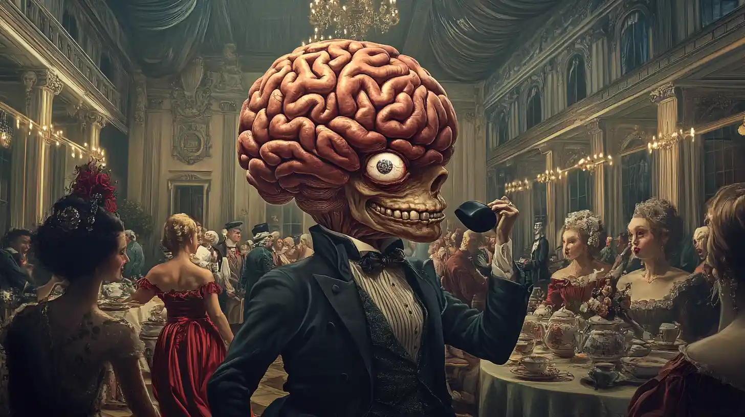 Cervello gentiluomo che accoglie gli ospiti a un elegante ballo in sala