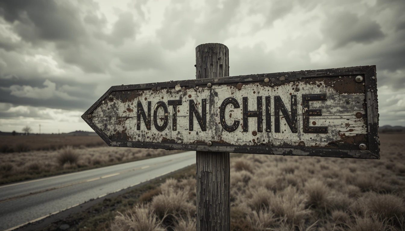 Weathered Signpost Beside A Desolate Rural Road