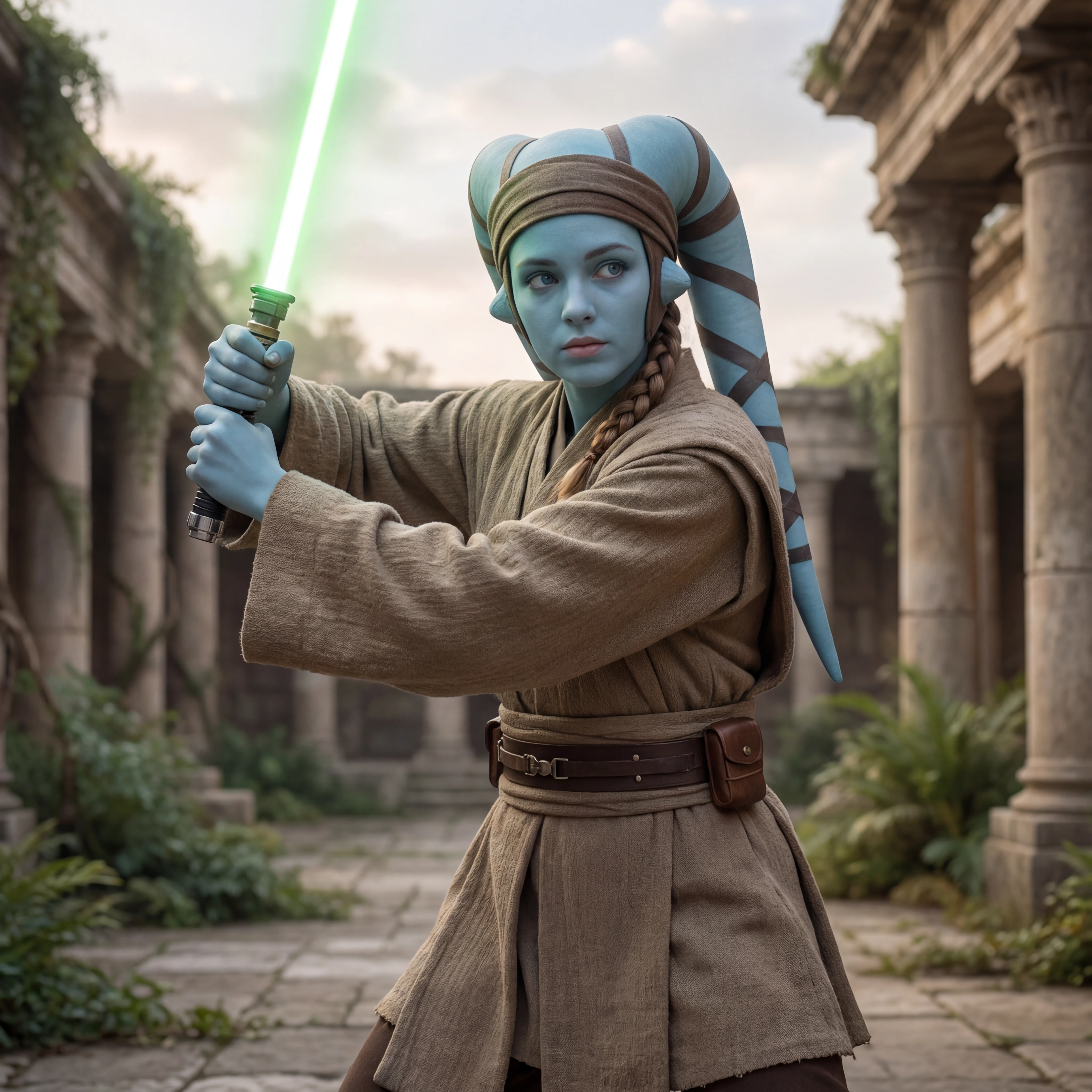 Belle apprentie Jedi twi’lek dans un monde de science-fiction