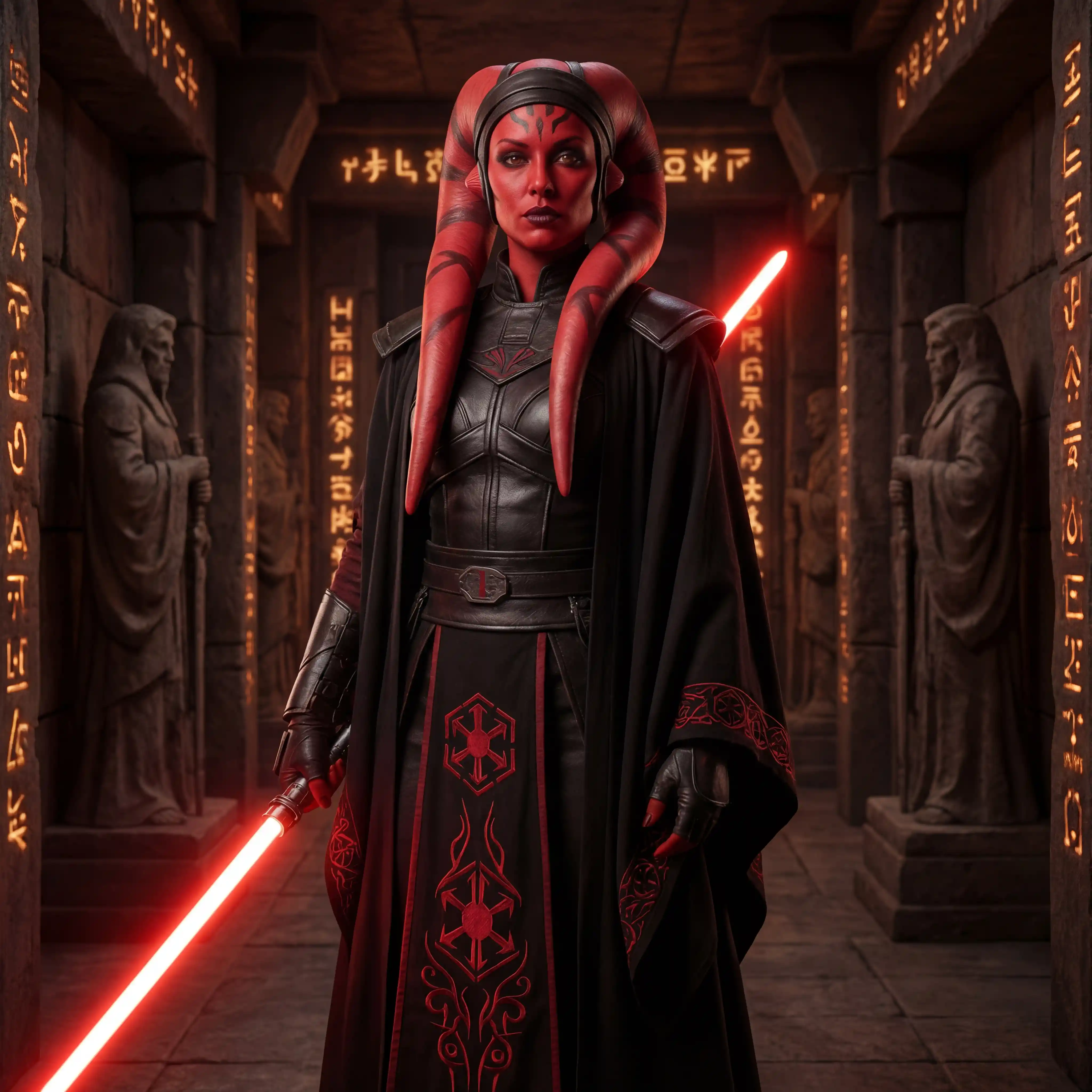 Twi lek sith apprentice in revealing dark side outfit