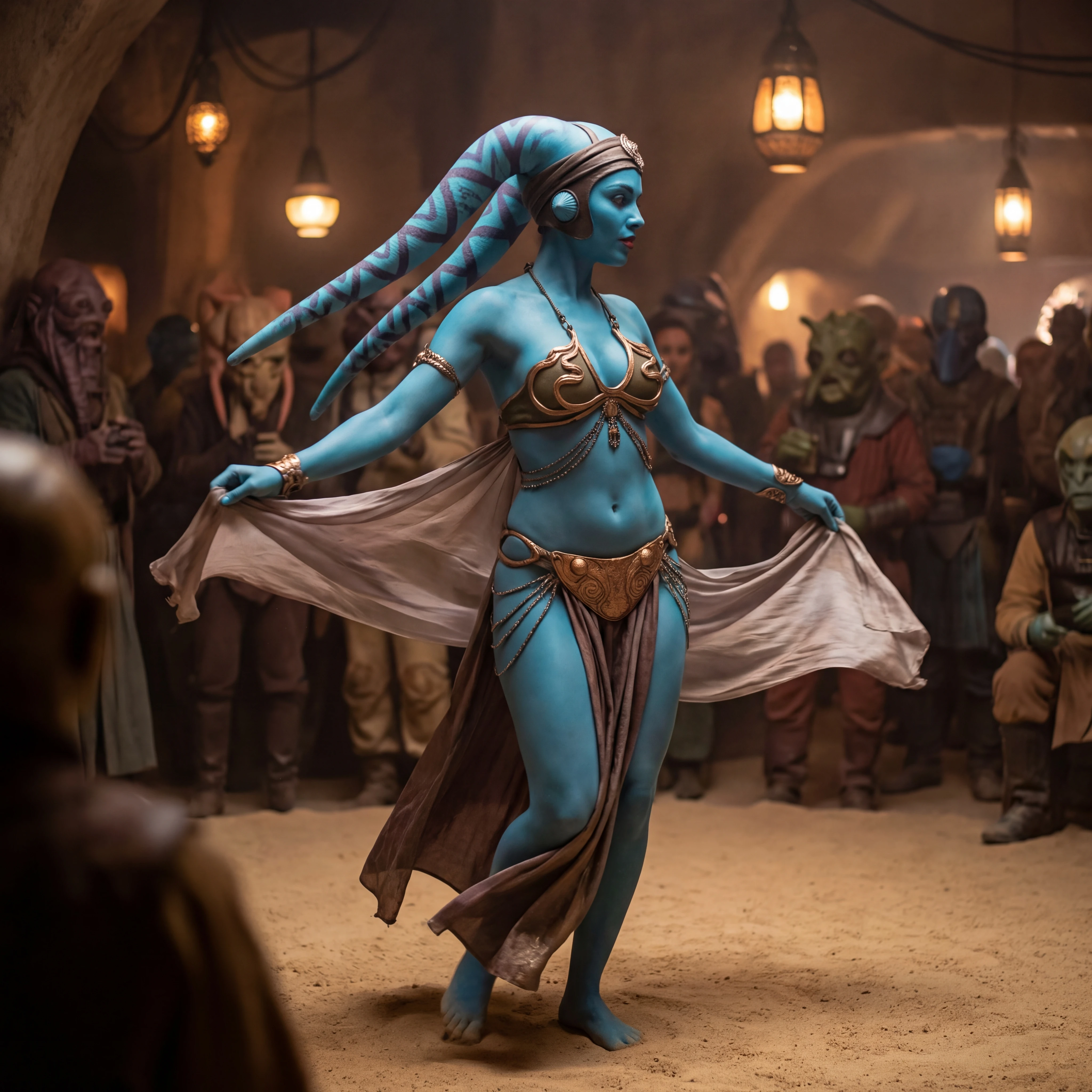 Sci fi twi lek dancer in metal bikini costume