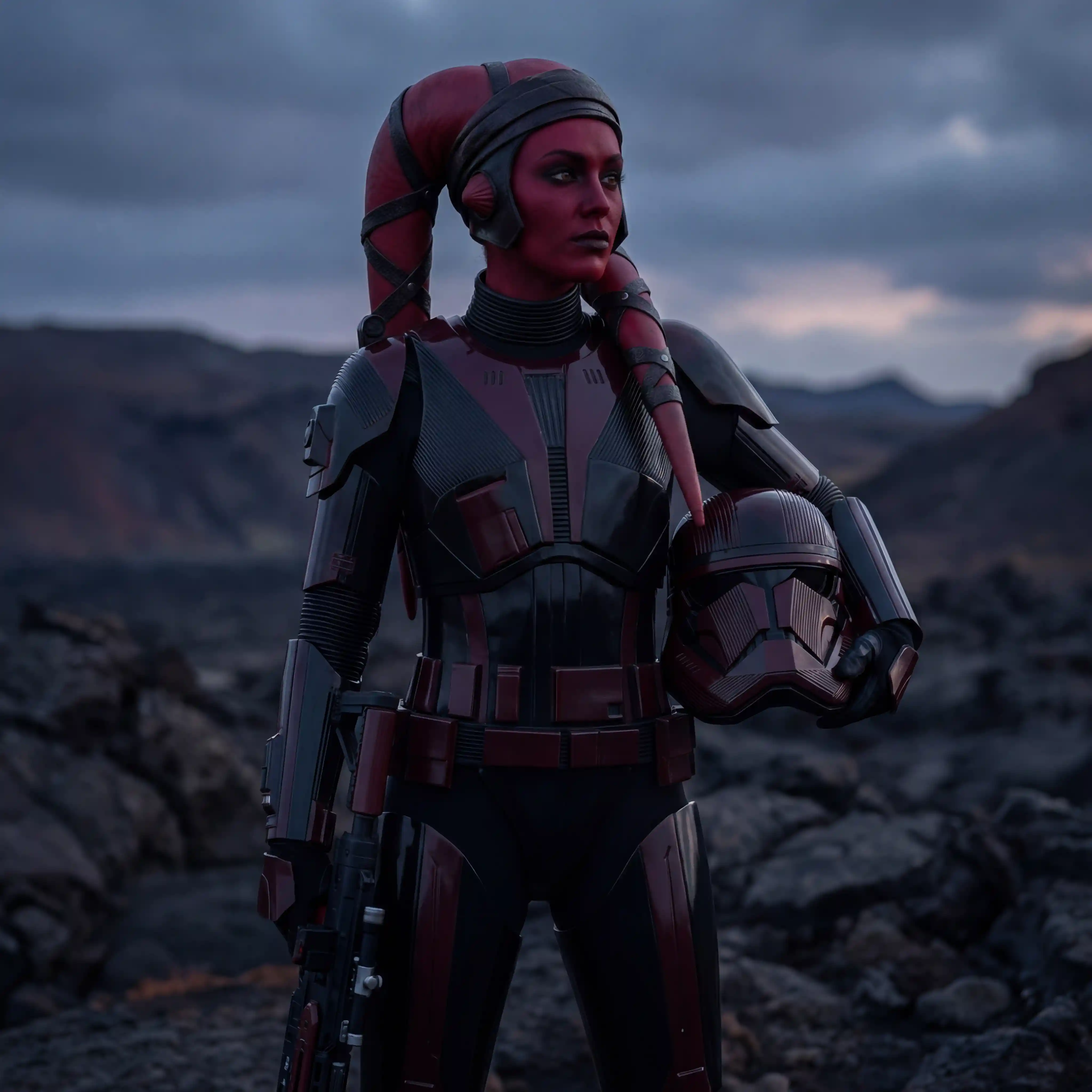 Twi lek female sith warrior in futuristic armor