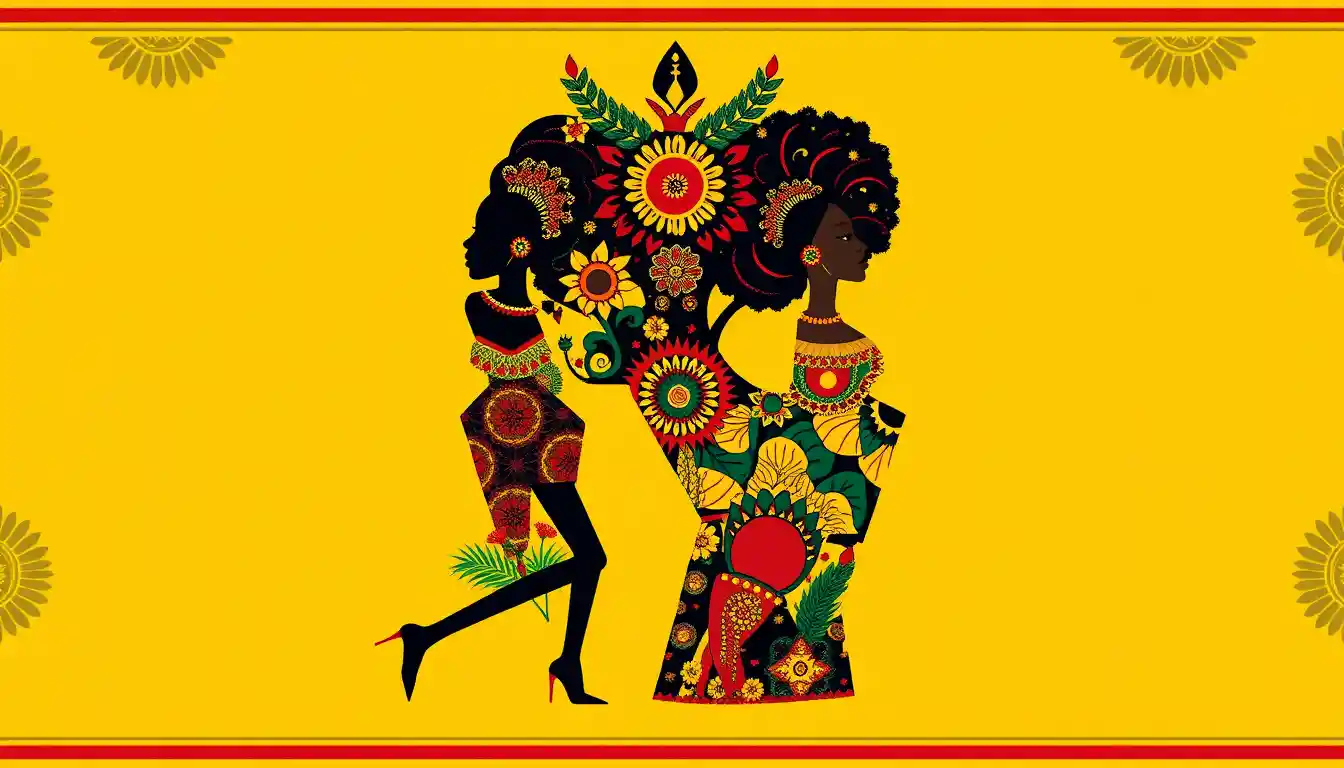 Vibrant Afrocentric illustration with traditional African motifs