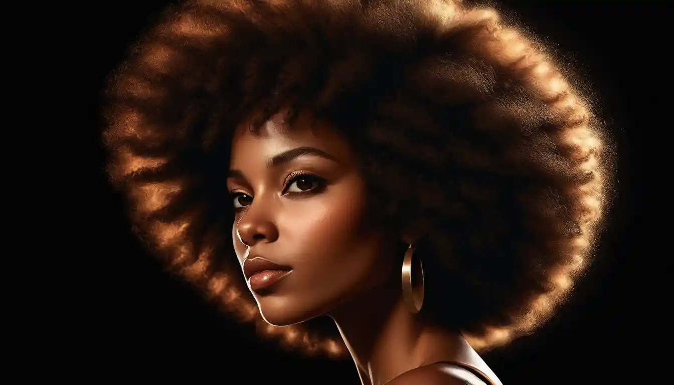 Retrato de perfil de una mujer afroamericana con cabello afro