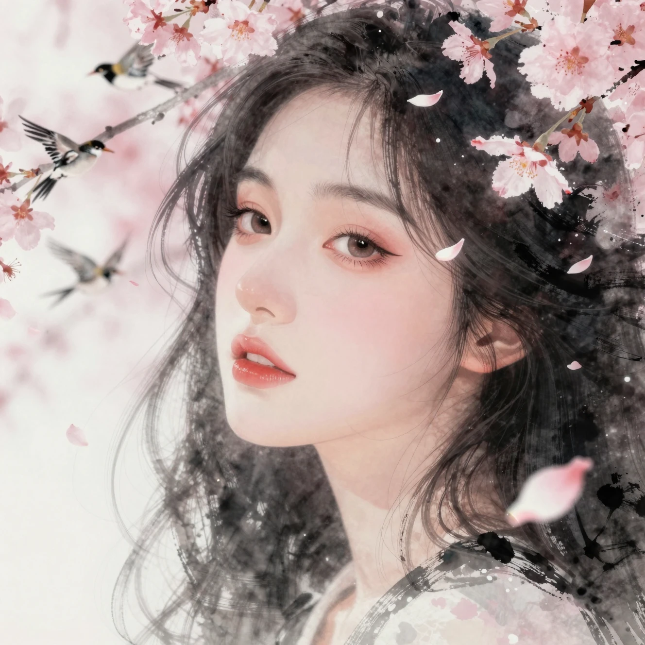 Dreamy Double Exposure Portrait With Pink Roses