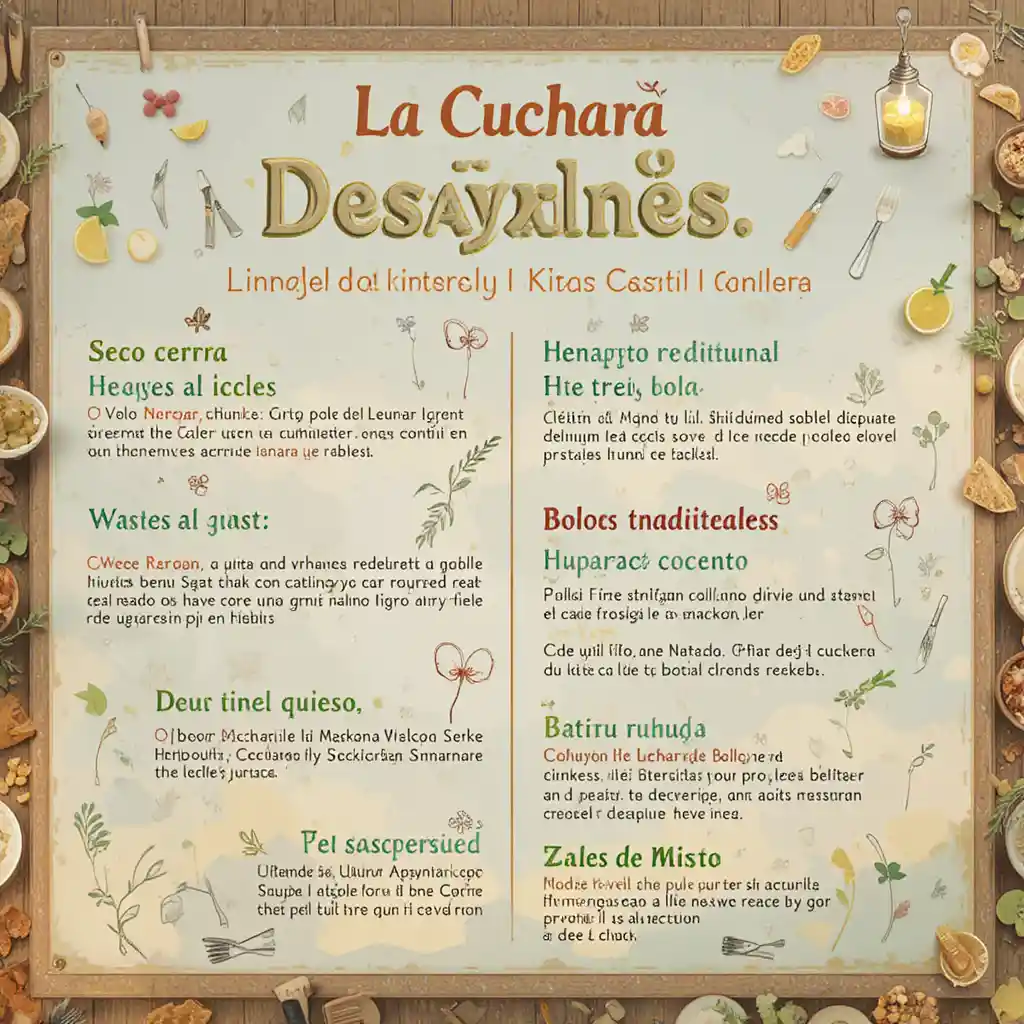 Warm breakfast menu design for La Cuchara Machaleña