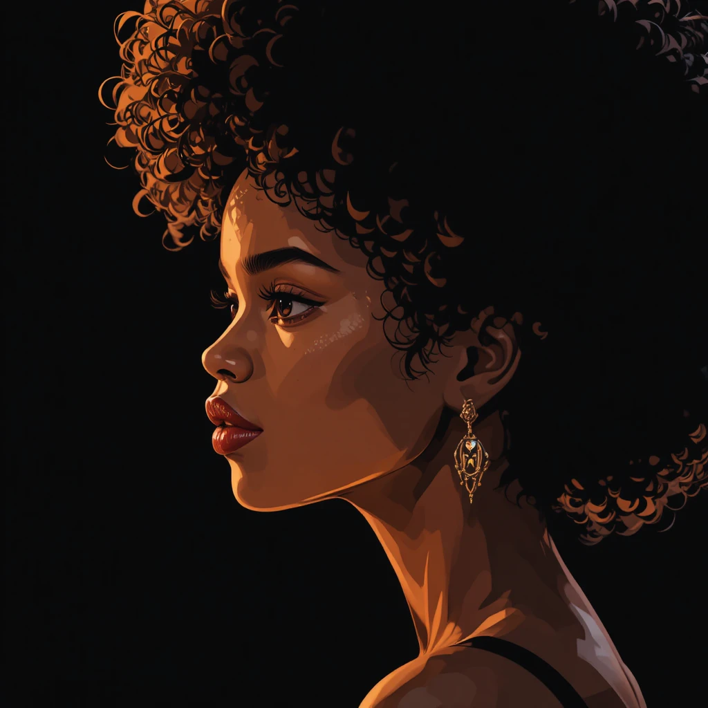 Profile portrait of an afro haired african american woman