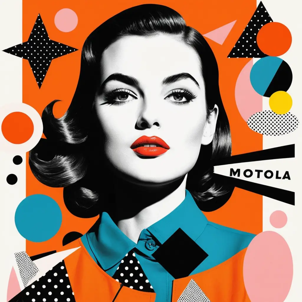 Playful pop art collage portrait of a expressive woman