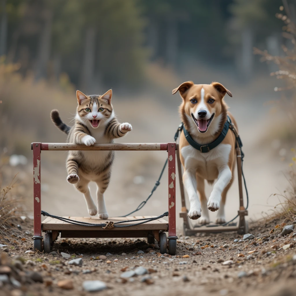 Gato ágil saltando una valla en un entorno exterior escarpado
