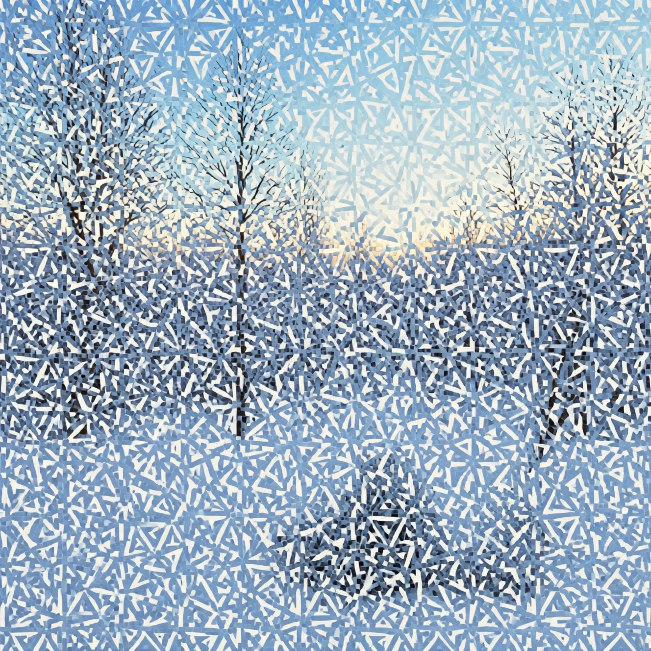 Paesaggio invernale sereno con sognanti texture prismatiche