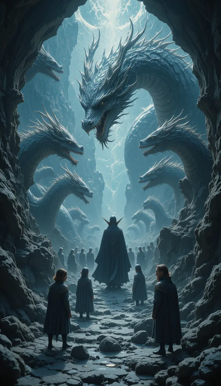 The Pied Piper leading children into a dark underground