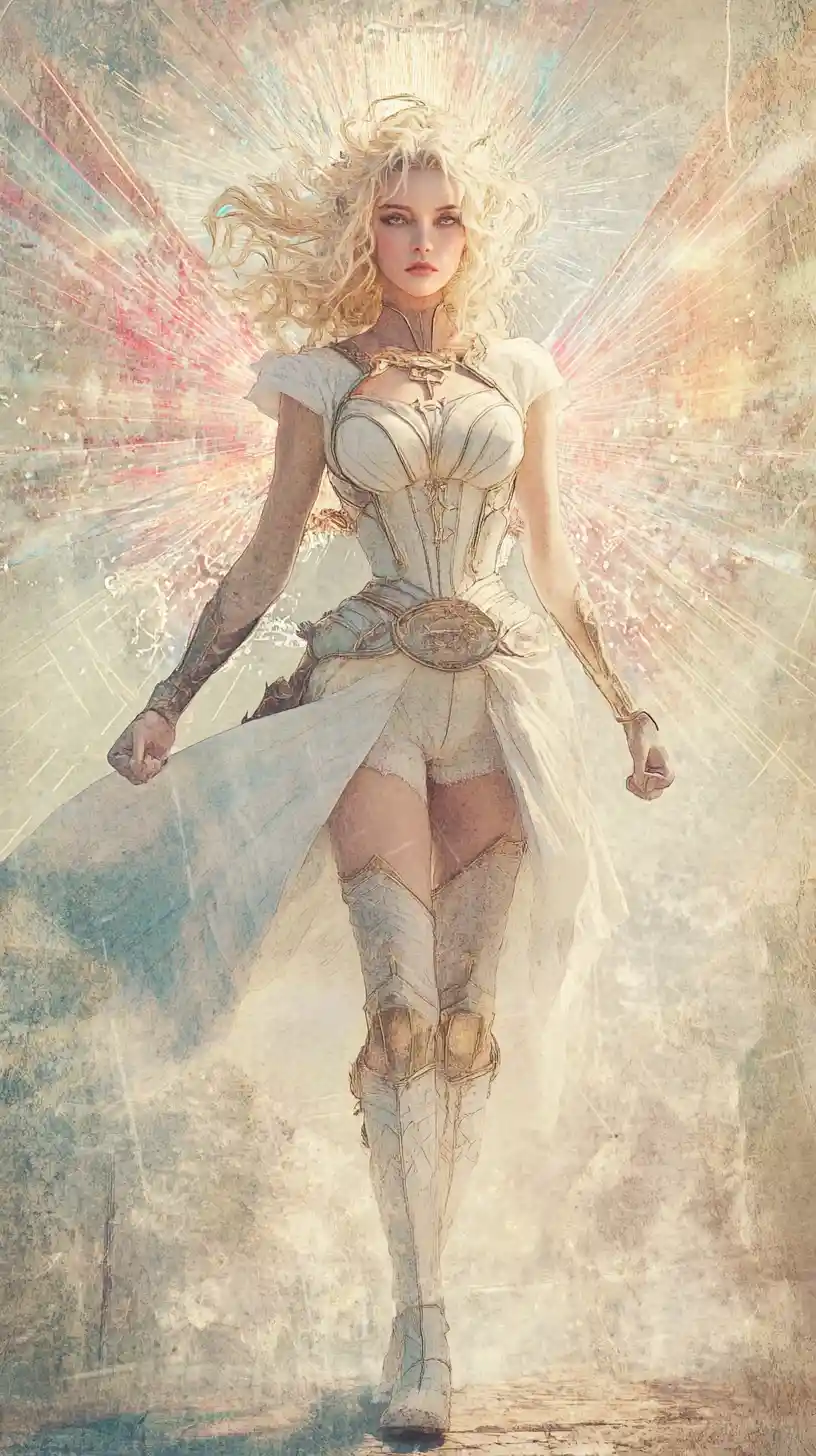 Regal fantasy heroine in vintage comic book style