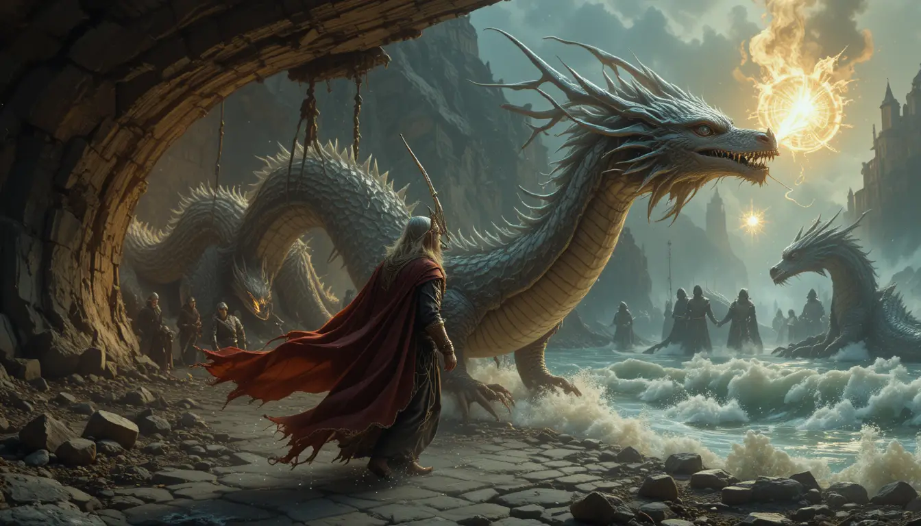 The Pied Piper leading children into a dark underground