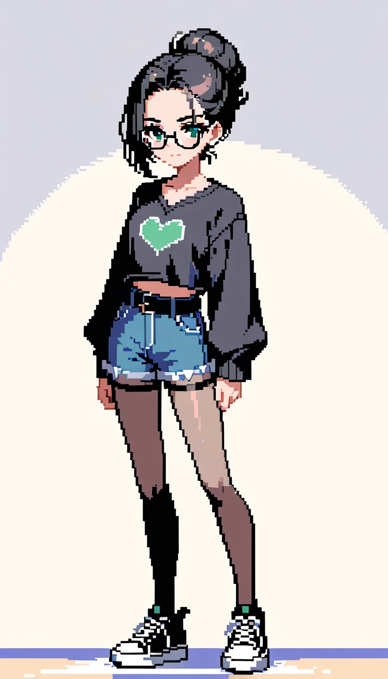 Pixel art girl in maroon sweater against light grey wall