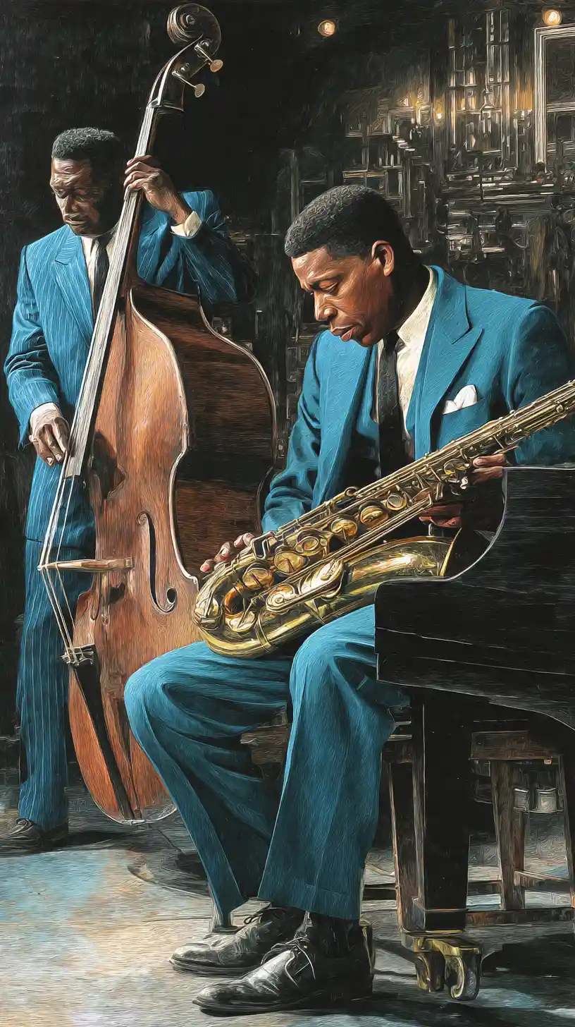 Duo de jazz élégant dans un night-club luxueux – illustration