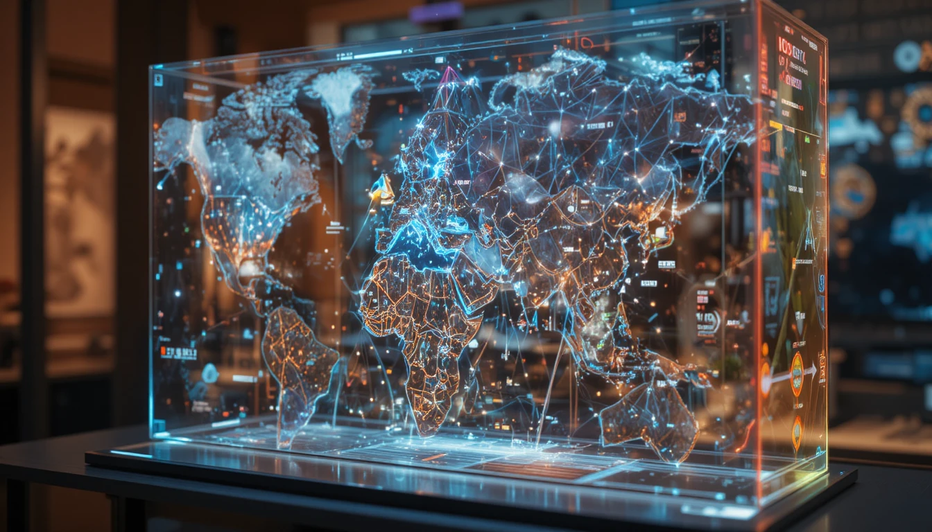 Modèle météorologique holographique futuriste avec interface de données lumineuse