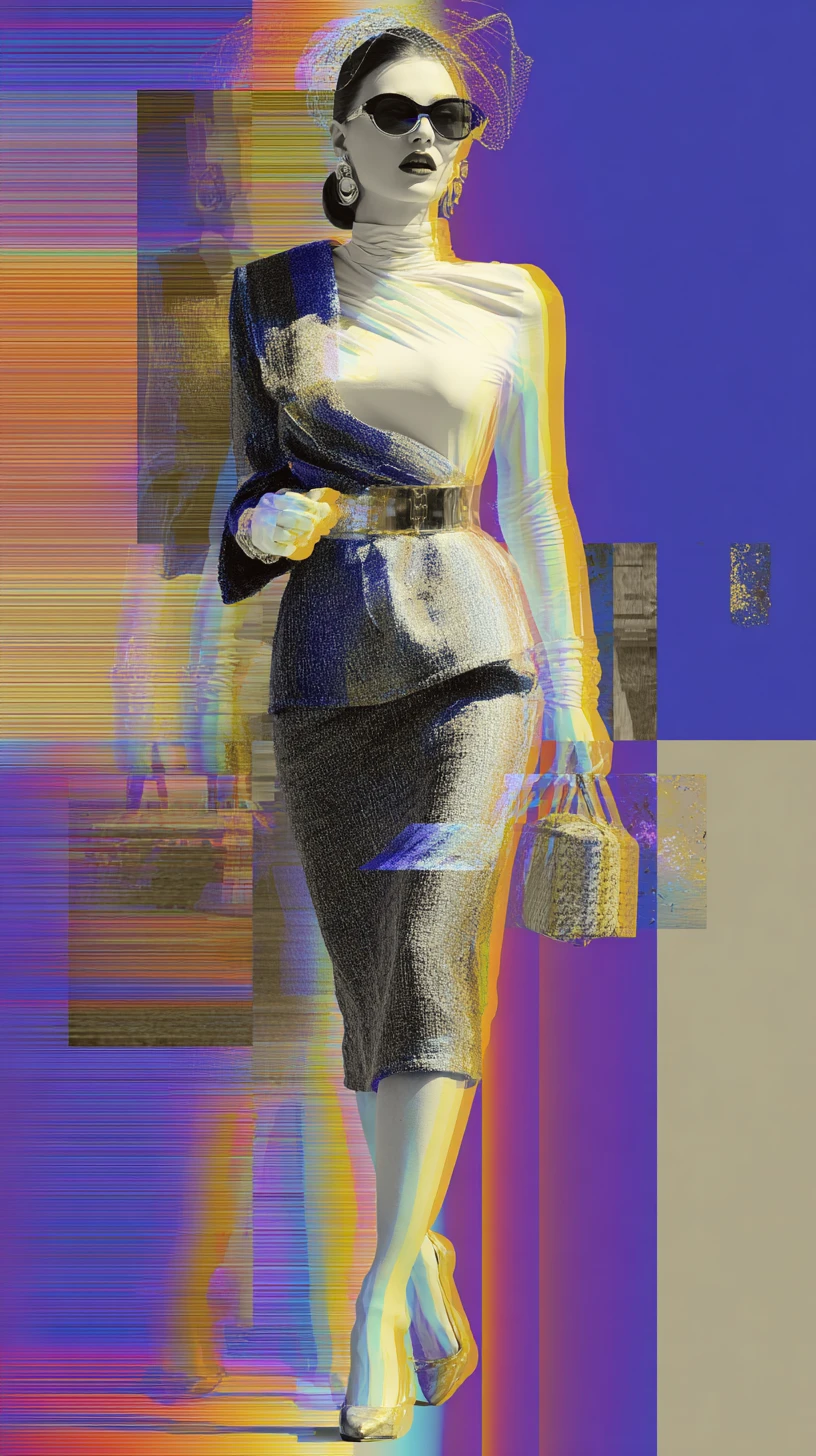 Stylish woman on city veranda in atomic age glamour