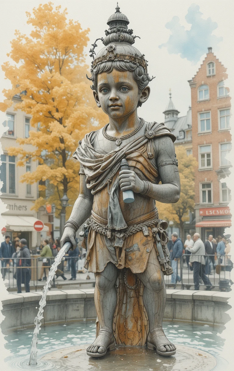 Lifelike Fountain Statue Inspired By Manneken Pis In Belgium