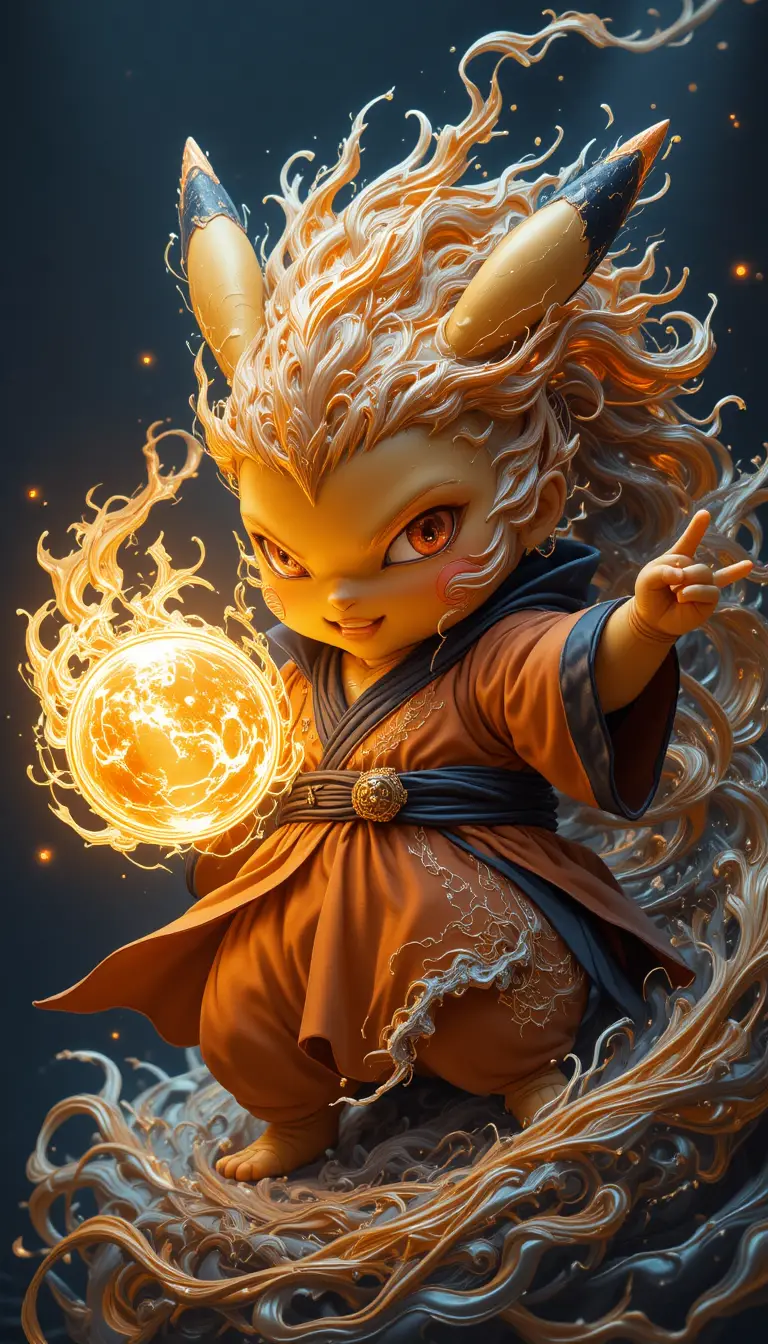 Furious chibi bear lunging forward with glowing energy orb