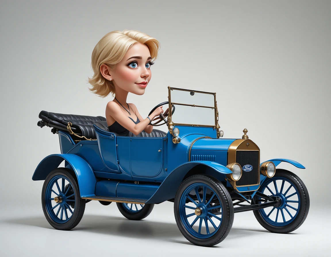 Blauer Vintage-Ford Model T im sauberen Studio-Profil