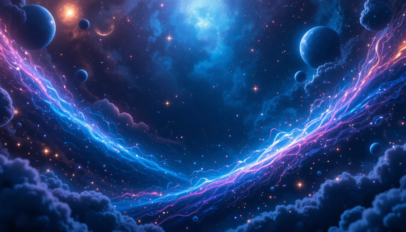 Cinematic cosmic banner for an animated universe channel