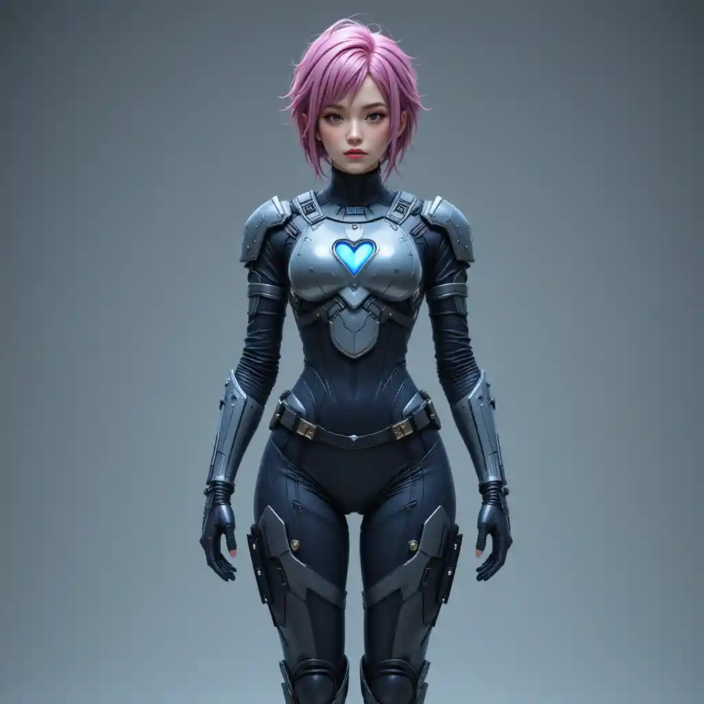 Anime style sci fi warrior woman in 3d studio render