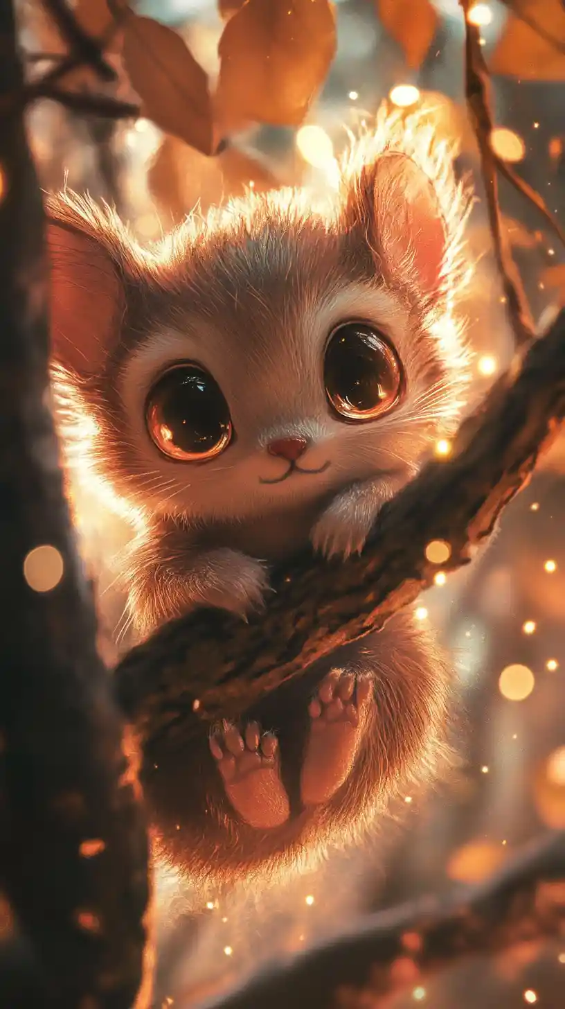Smiling baby monkey in cute anime illustration