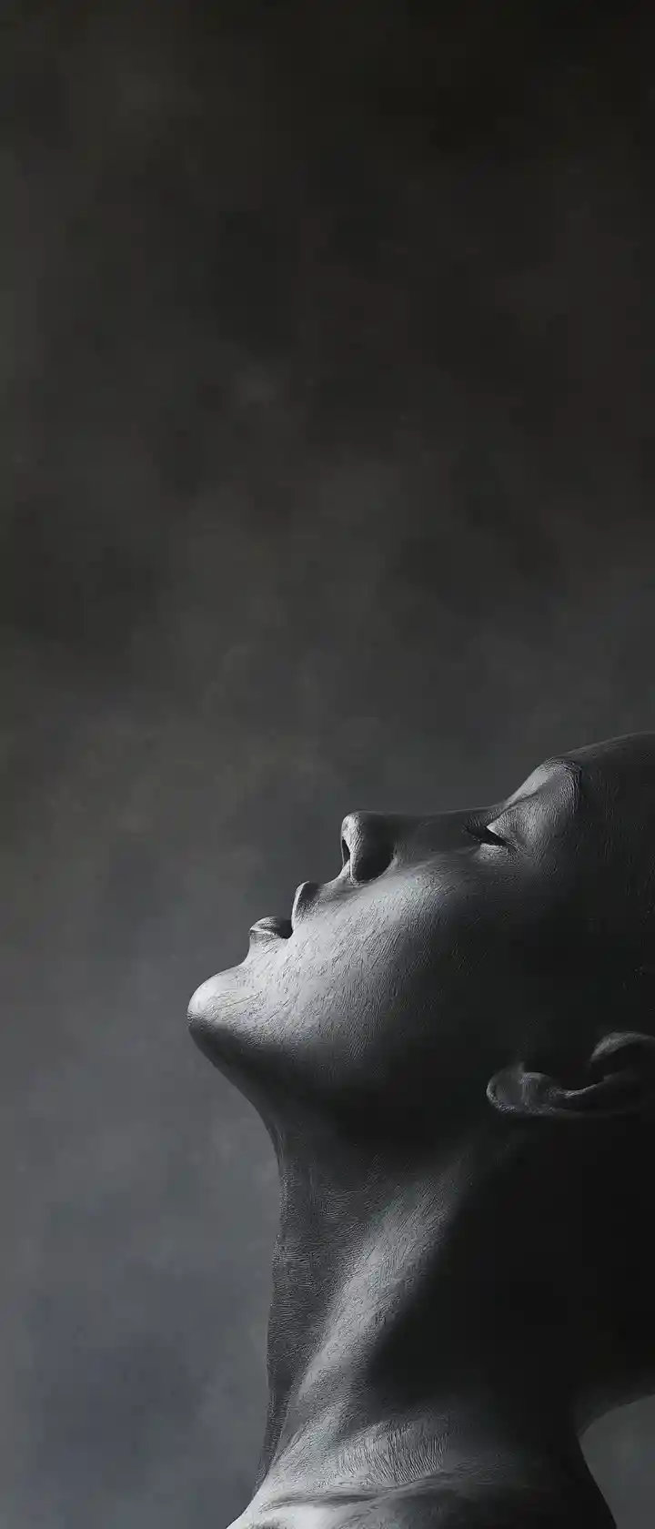 Photorealistic Female Torso Sculpture In Misty Darkness