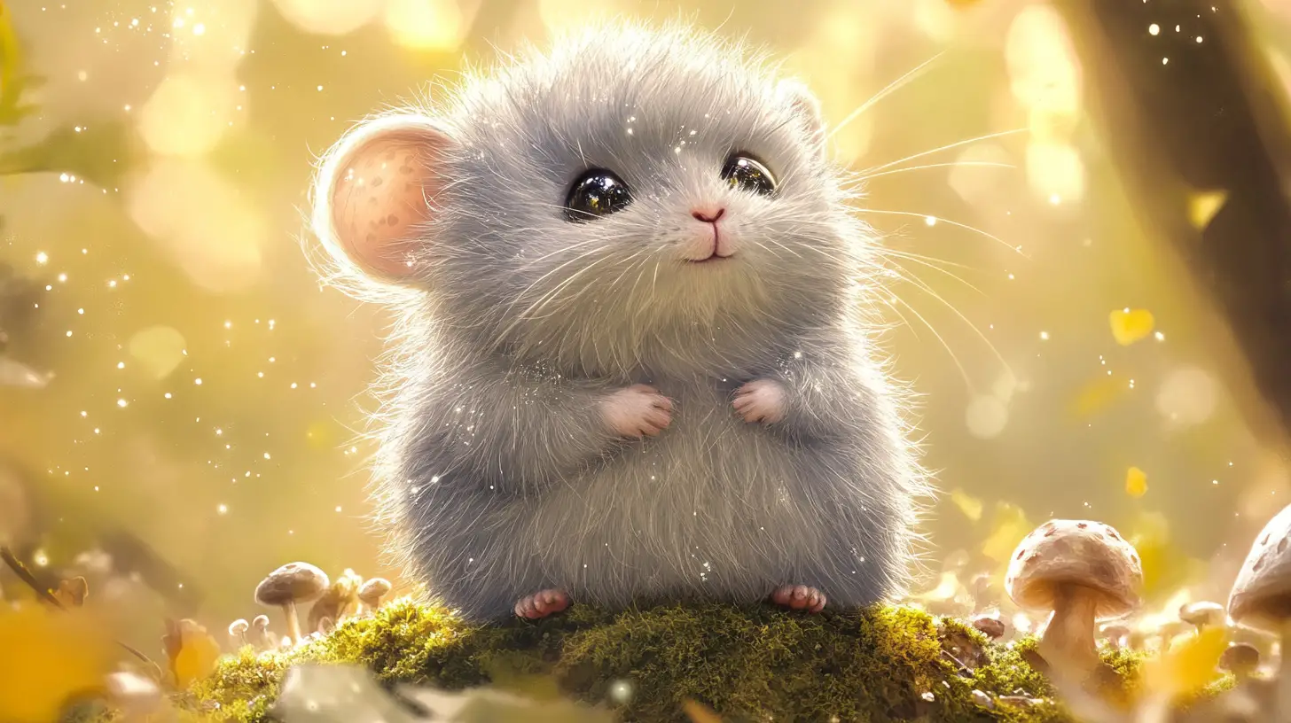 Adorable Baby Chinchilla Watercolor On Mossy Forest Rock