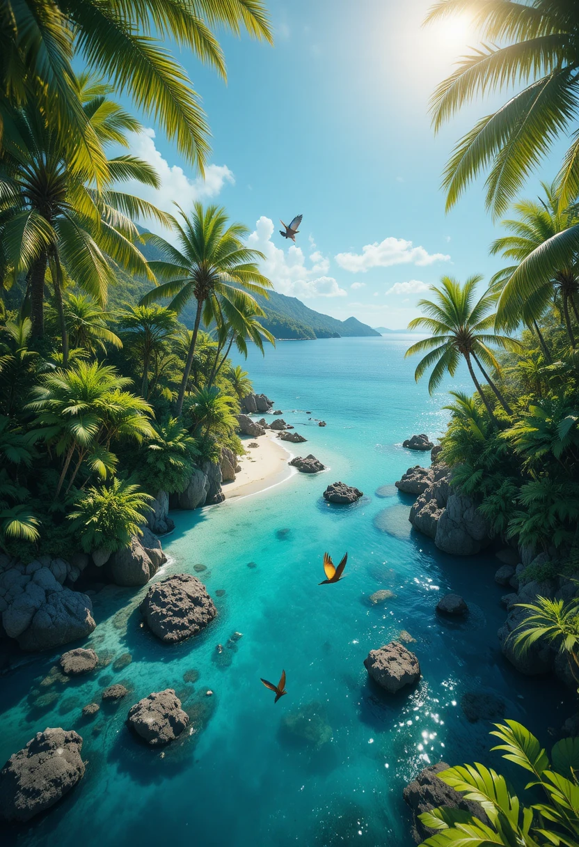 Isola tropicale da una tranquilla vista a volo d’uccello