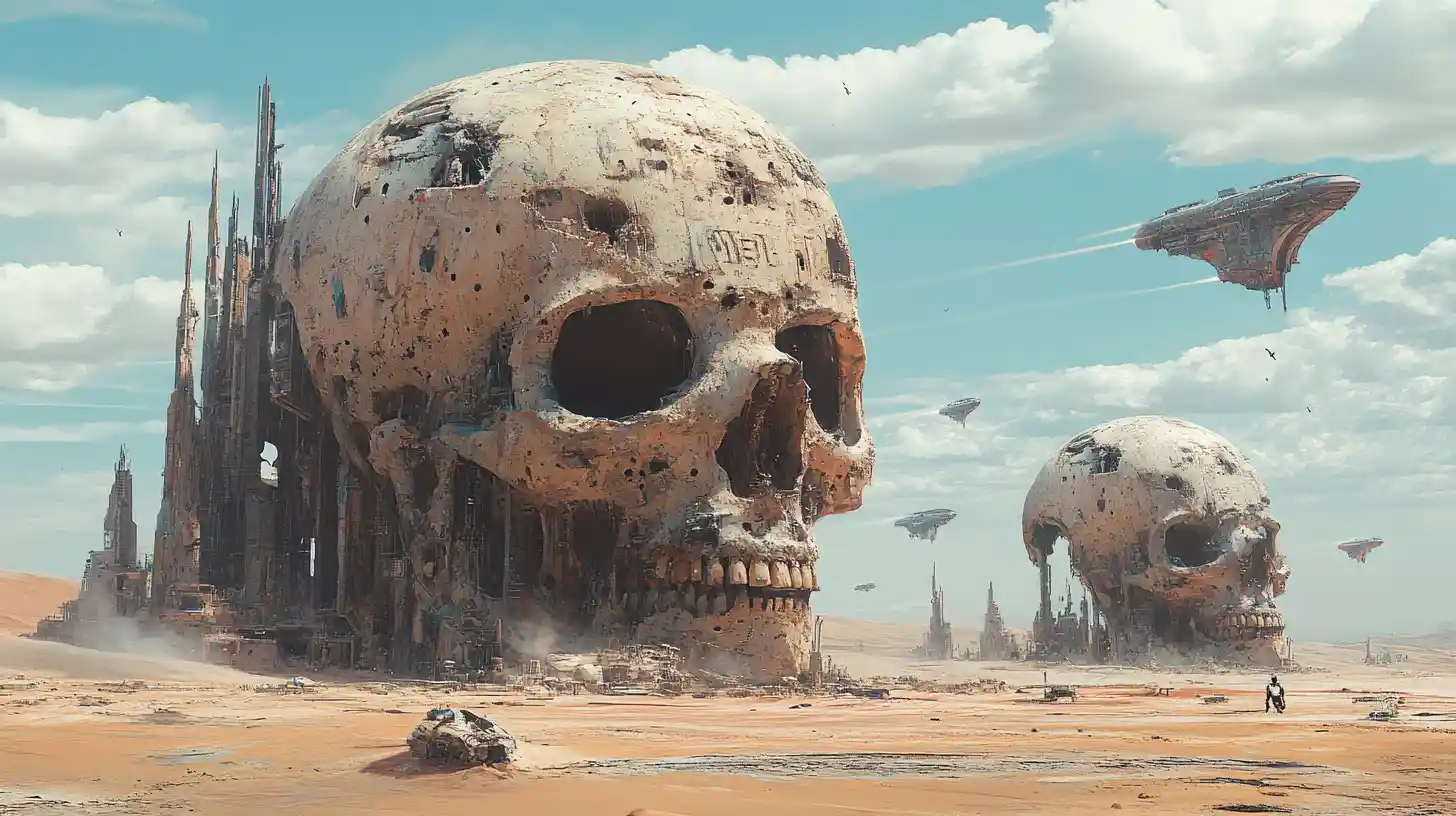Futuristic Cities Built Inside Giant Alien Skulls