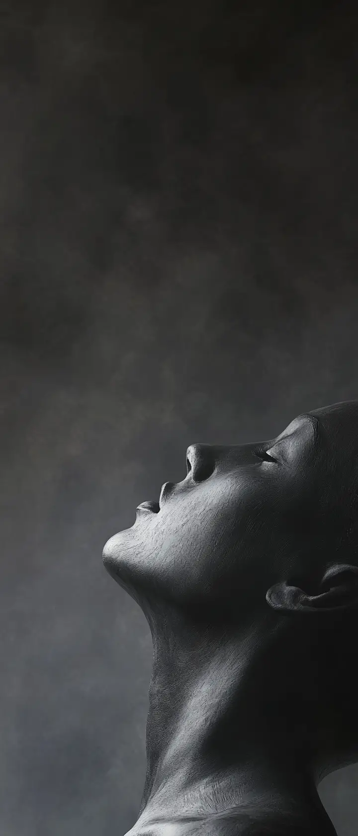 Photorealistic Female Torso Sculpture In Misty Darkness