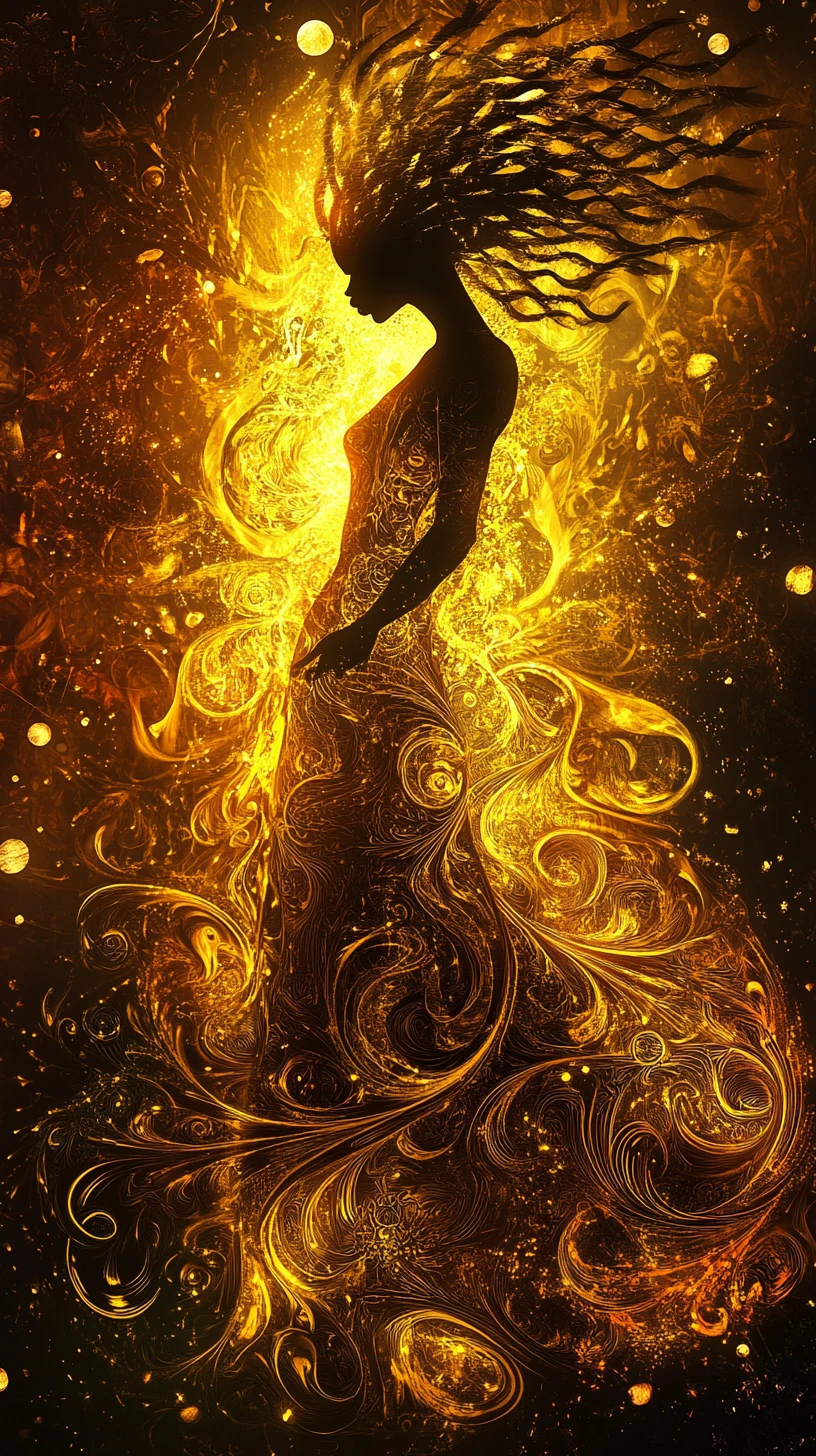 Luminescent mythical being shifting into serpent water spirit