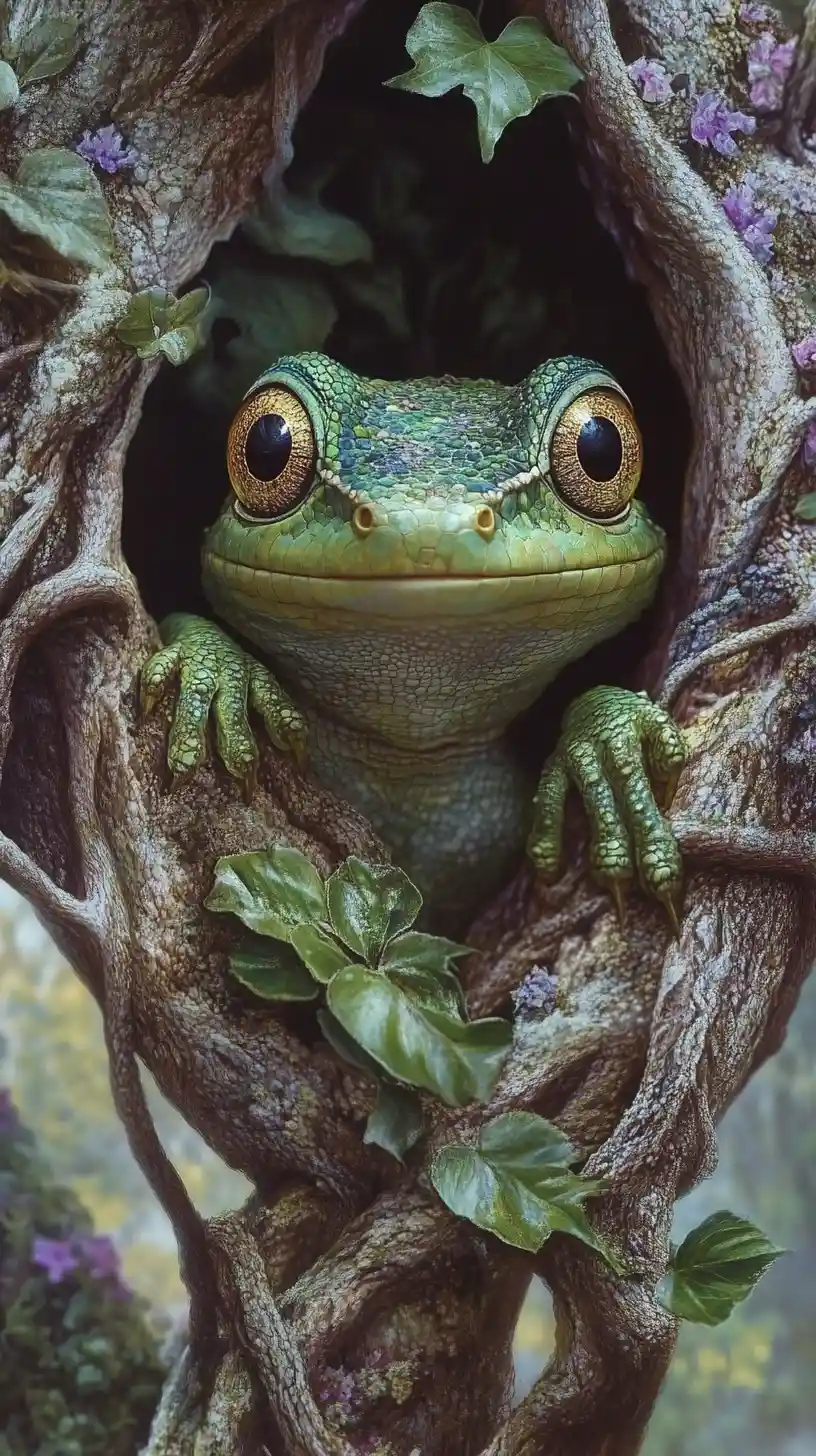 Prince gecko surréaliste dans une étrange scène de fantasy illusoire