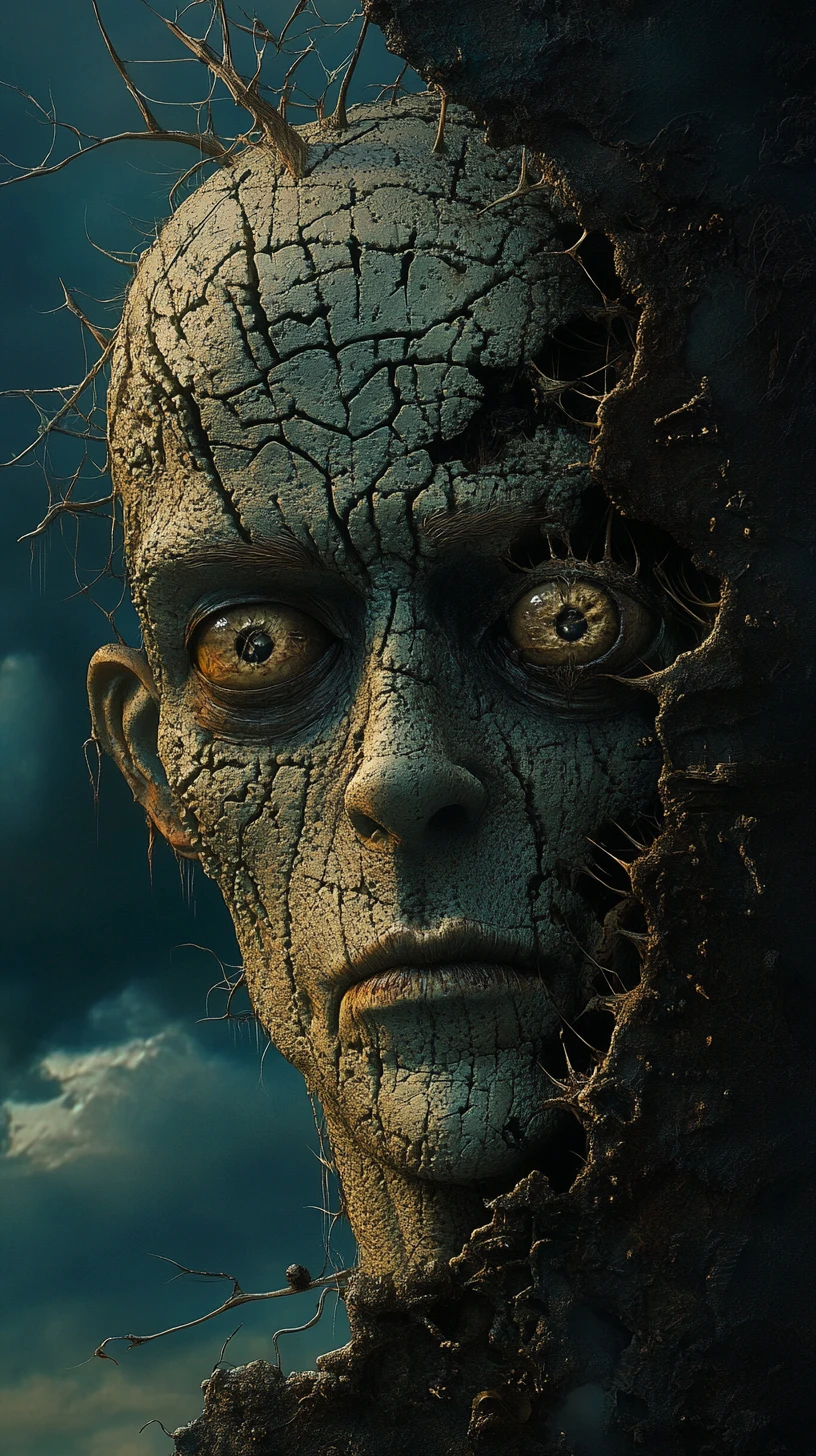 Mostro in stile Frankenstein che emerge in un mondo di Halloween distopico