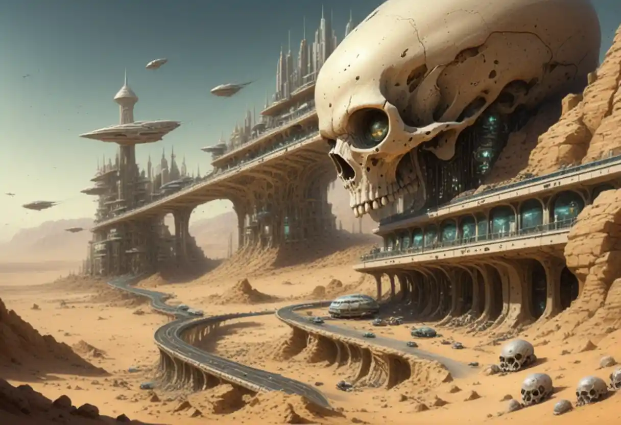 Futuristic Cities Built Inside Alien Skulls In The Desert